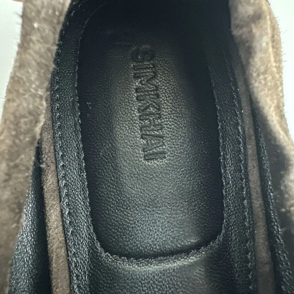 Simkhai Danna Suede Loafer Brown Ruched Heel Penny Flat Slip On Classic 38 7.5‎